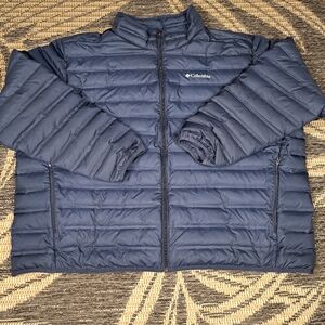 Columbia Jacket Mens 4XL Blue Down Puffer Full Zip Outdoor Coat Lake 22 650